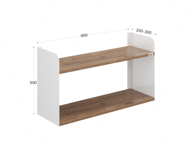 Полка настенная 900x300x500 RM190-90x30 Дуб Юстус/Белый