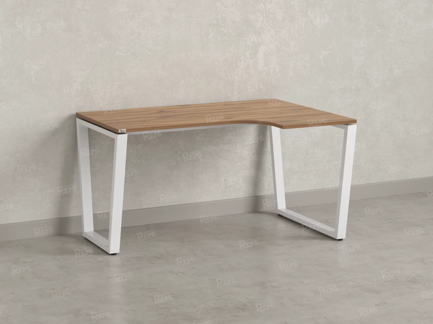 Стол угловой, U-опора, правый 1600x600/900x750, RM050-16x6-9 Дуб Юстус/Белый