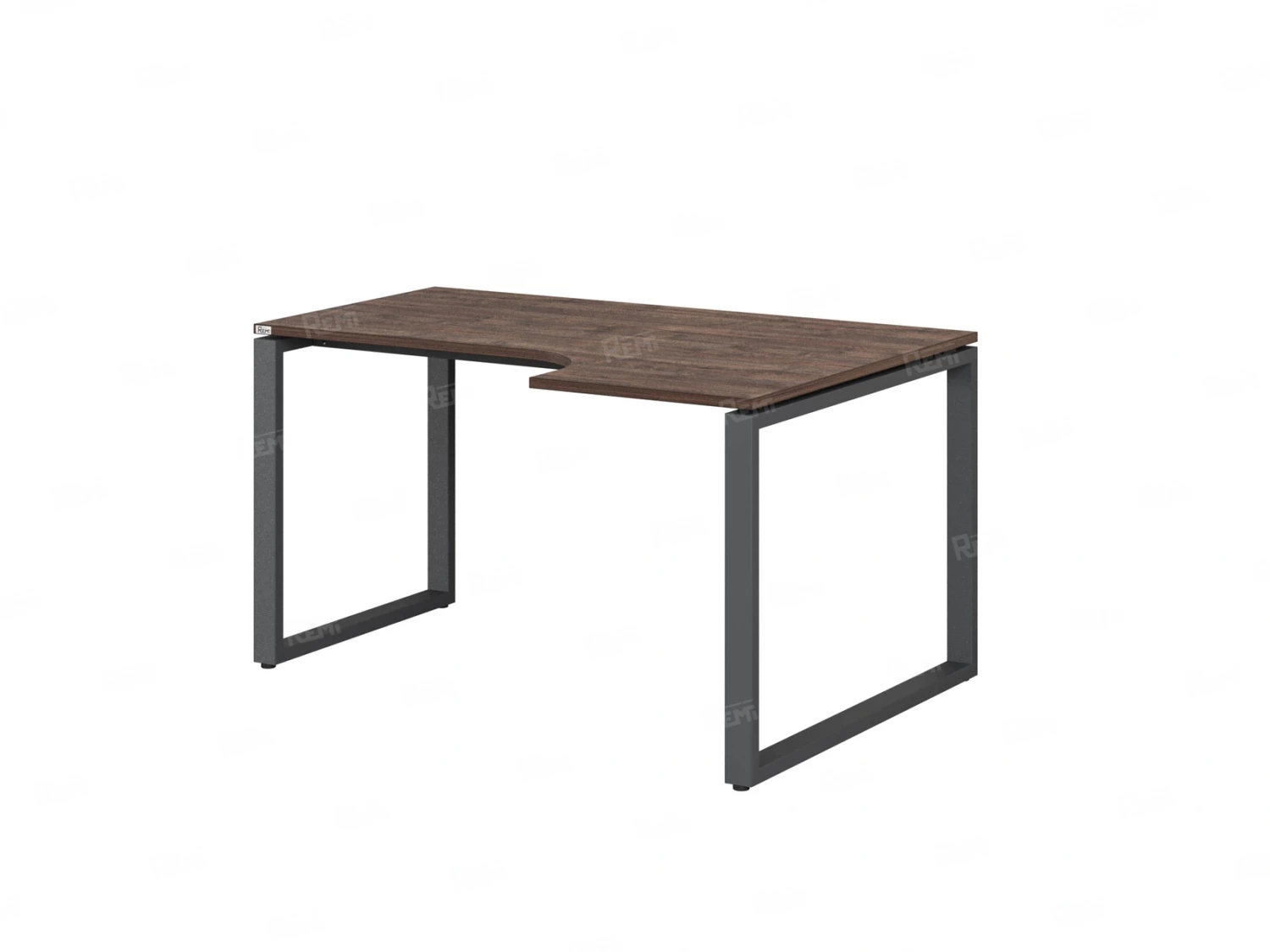 Стол угловой, О-опора, правый 1600x900/1200x750, RM054-16x9-12 Дуб Апрельский шоколад/Серый