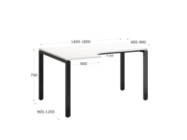 Стол угловой, П-опора, левый 1400x800/1000x750, RM053-14x8-10 Белый/Черный