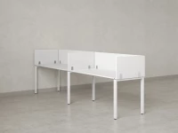 Бенч-система в 1 ряд, 2 рабочих места 5 ЛДСП экранов 2000x600x750 RM167-2-20x6 Белый/Белый
