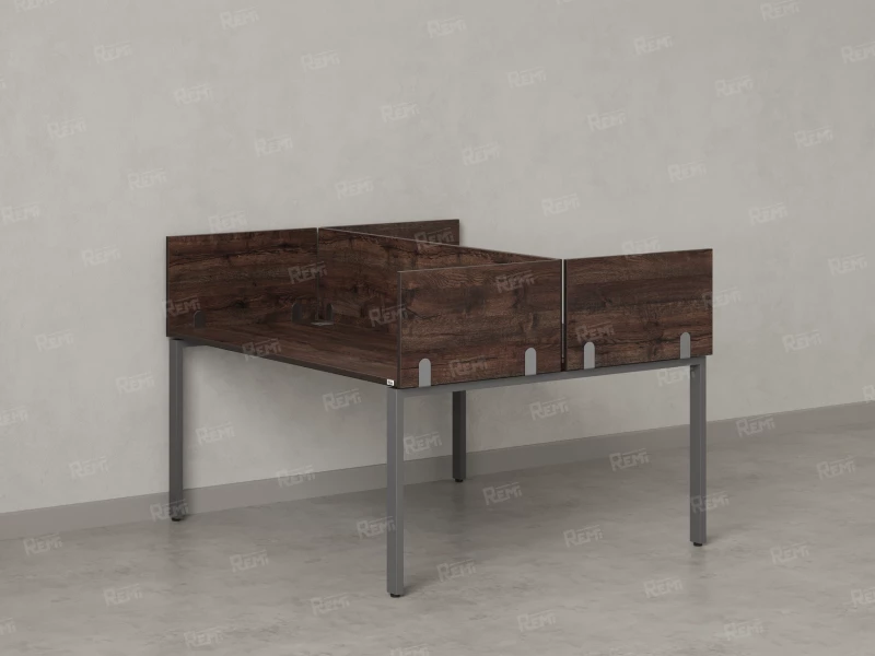 Бенч-система, 2 рабочих места, 5 ЛДСП экранов 1600x1200x750 RM165-4-16x12 Дуб Апрельский шоколад/Серый