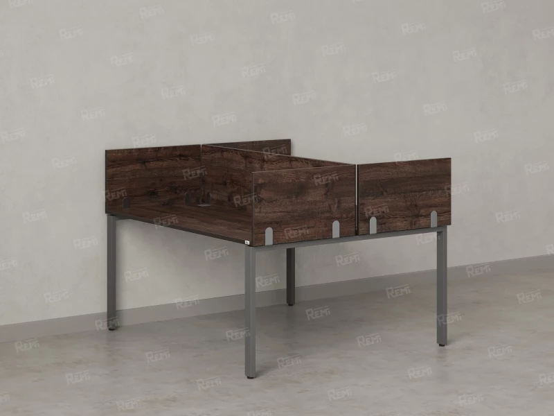 Бенч-система, 2 рабочих места, 5 ЛДСП экранов 1600x1200x750 RM165-4-16x12 Дуб Апрельский шоколад/Серый