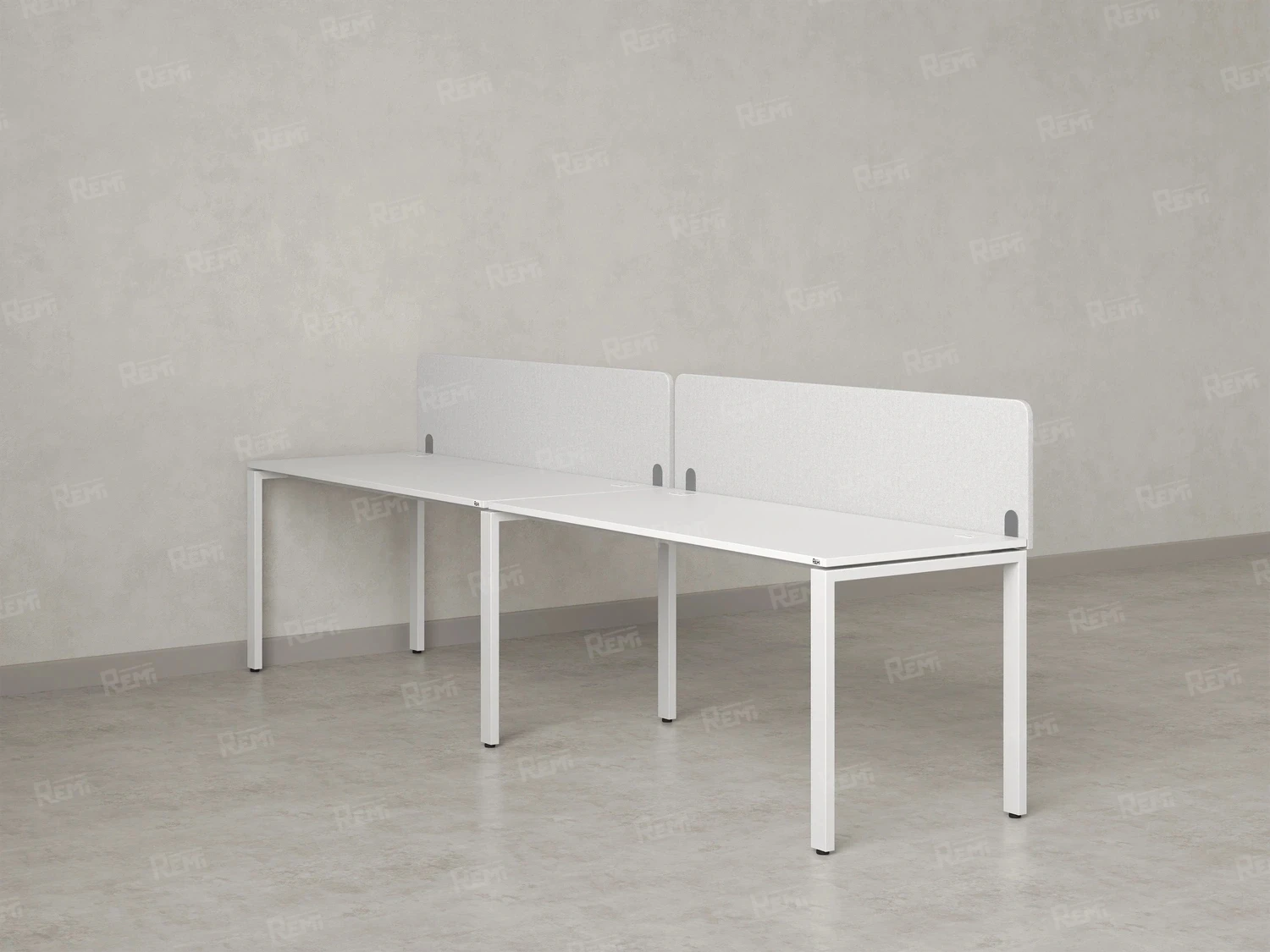 Бенч-система в 1 ряд, 2 рабочих места 2 тканевых экранов 2400x800x750 RM167-3-24x8 Белый/Белый