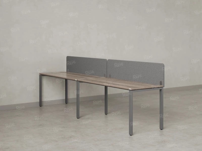Бенч-система в 1 ряд, 2 рабочих места 2 тканевых экранов 3200x800x750 RM167-3-32x8 Дуб Маувелла/Серый