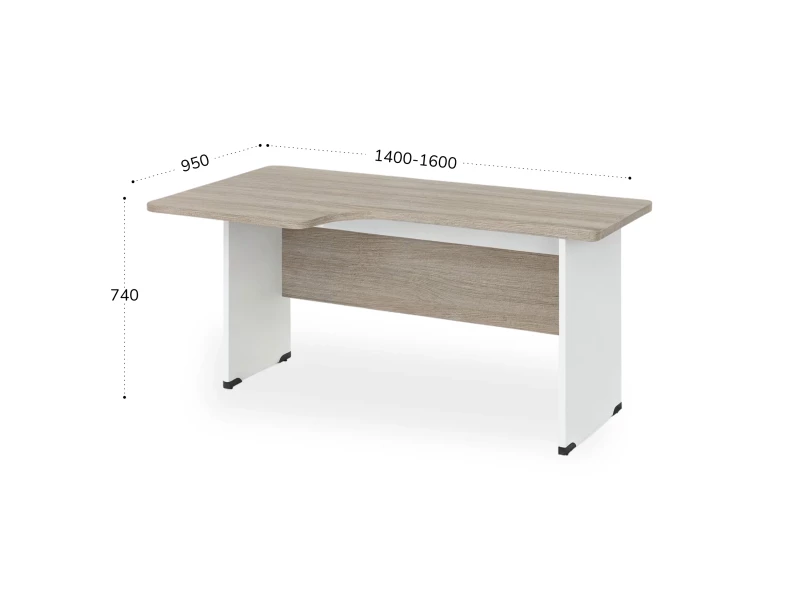 BRL RB085-160х95L Угловое рабочее место левое 1600х950х740 Шорвуд/Белый