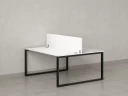 Бенч-система, 2 рабочих места, с одним экраном ЛДСП 1400x1200x750 RM169-2-14x12 Белый/Черный