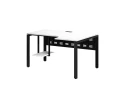 Стол угловой, экран металл, П-опора, правый 1400x800/1000x750, RM058-14x8-10 Белый/Черный