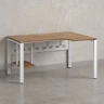 Стол угловой, экран металл, П-опора, правый 1800x600/900x750, RM058-18x6-9 Дуб Юстус/Белый