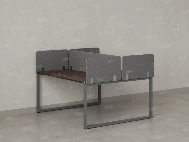 Бенч-система, 2 рабочих места, 5 тканевых экранов 1200x1400x750 RM169-3-12x14 Дуб Апрельский шоколад/Серый