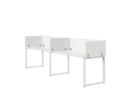Бенч-система в 1 ряд, 2 рабочих места 5 ЛДСП экранов 2000x600x750 RM168-2-20x6 Белый/Белый