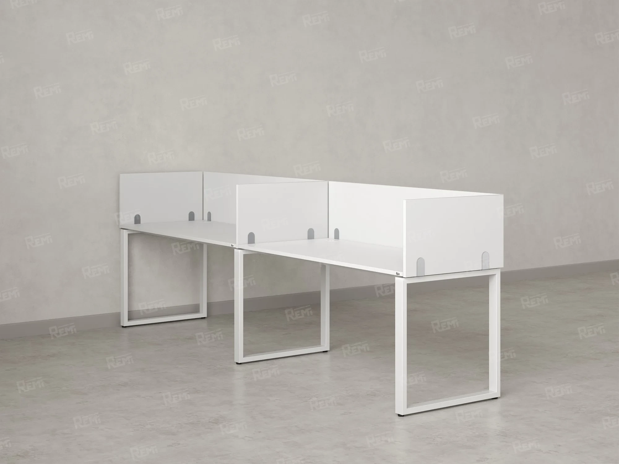 Бенч-система в 1 ряд, 2 рабочих места 5 ЛДСП экранов 2000x600x750 RM168-2-20x6 Белый/Белый