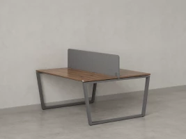 Бенч-система, 2 рабочих места, с одним тканевым экраном 1400x1400x750 RM172-1-14x14 Дуб Юстус/Серый