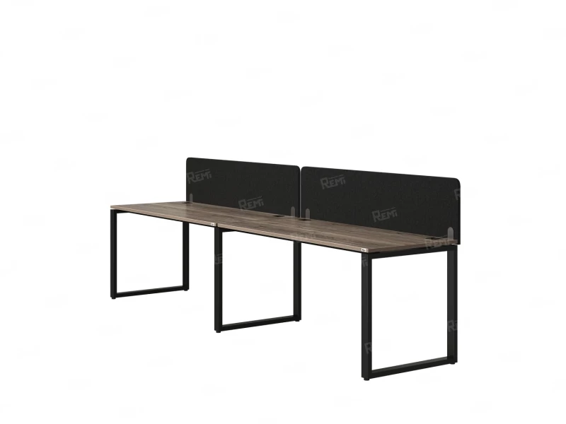 Бенч-система в 1 ряд, 2 рабочих места 2 тканевых экранов 3200x800x750 RM168-3-32x8 Дуб Маувелла/Черный