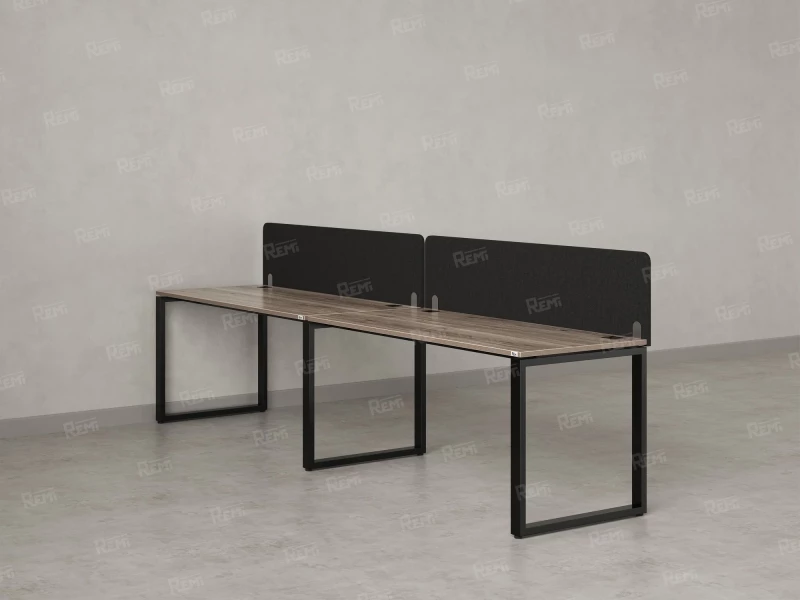 Бенч-система в 1 ряд, 2 рабочих места 2 тканевых экранов 3200x800x750 RM168-3-32x8 Дуб Маувелла/Черный