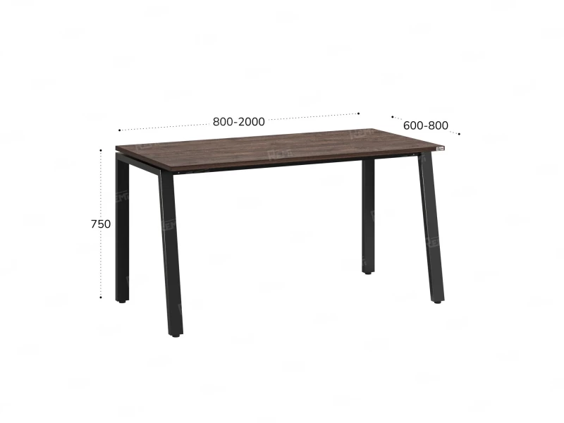 Стол прямой на Л-образных опорах 1000x700x750 RM004-10x7 Дуб Апрельский шоколад/Черный