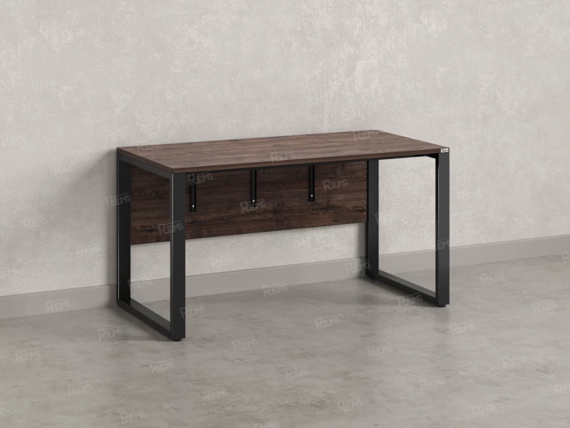 Стол прямой на О-образных опорах, экран ЛДСП 1000x600x750 RM006-10x6 Дуб Апрельский шоколад/Черный