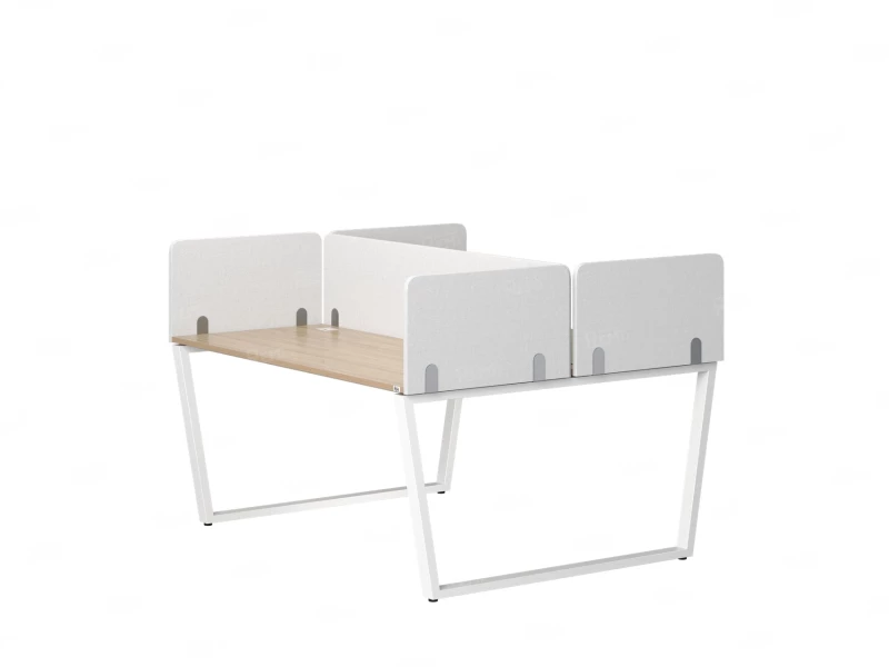 Бенч-система, 2 рабочих места, 5 тканевых экранов 1600x1600x750 RM172-3-16x16 Вяз Швейцарский светлый/Белый