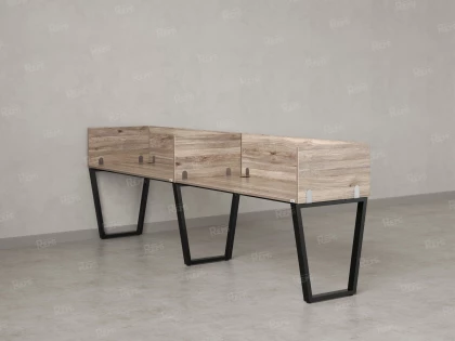 Бенч-система в 1 ряд, 2 рабочих места 5 ЛДСП экранов 2700x600x750 RM174-2-27x6 Дуб Маувелла/Черный