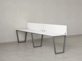 Бенч-система в 1 ряд, 2 рабочих места 2 ЛДСП экранов 3200x700x750 RM174-4-32x7 Белый/Серый