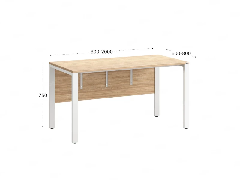 Стол прямой на П-образных опорах, экран ЛДСП 1200x800x750 RM005-12x8 Вяз Швейцарский светлый/Белый