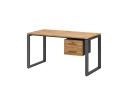 Стол прямой с подвесной тумбой 2 ящика, О-опора 1600x700x750 RM037-16x7 Дуб Юстус/Серый