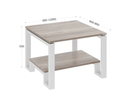 Журнальный стол с полкой 800x600x550 RM181-8x6 Дуб Маувелла/Белый