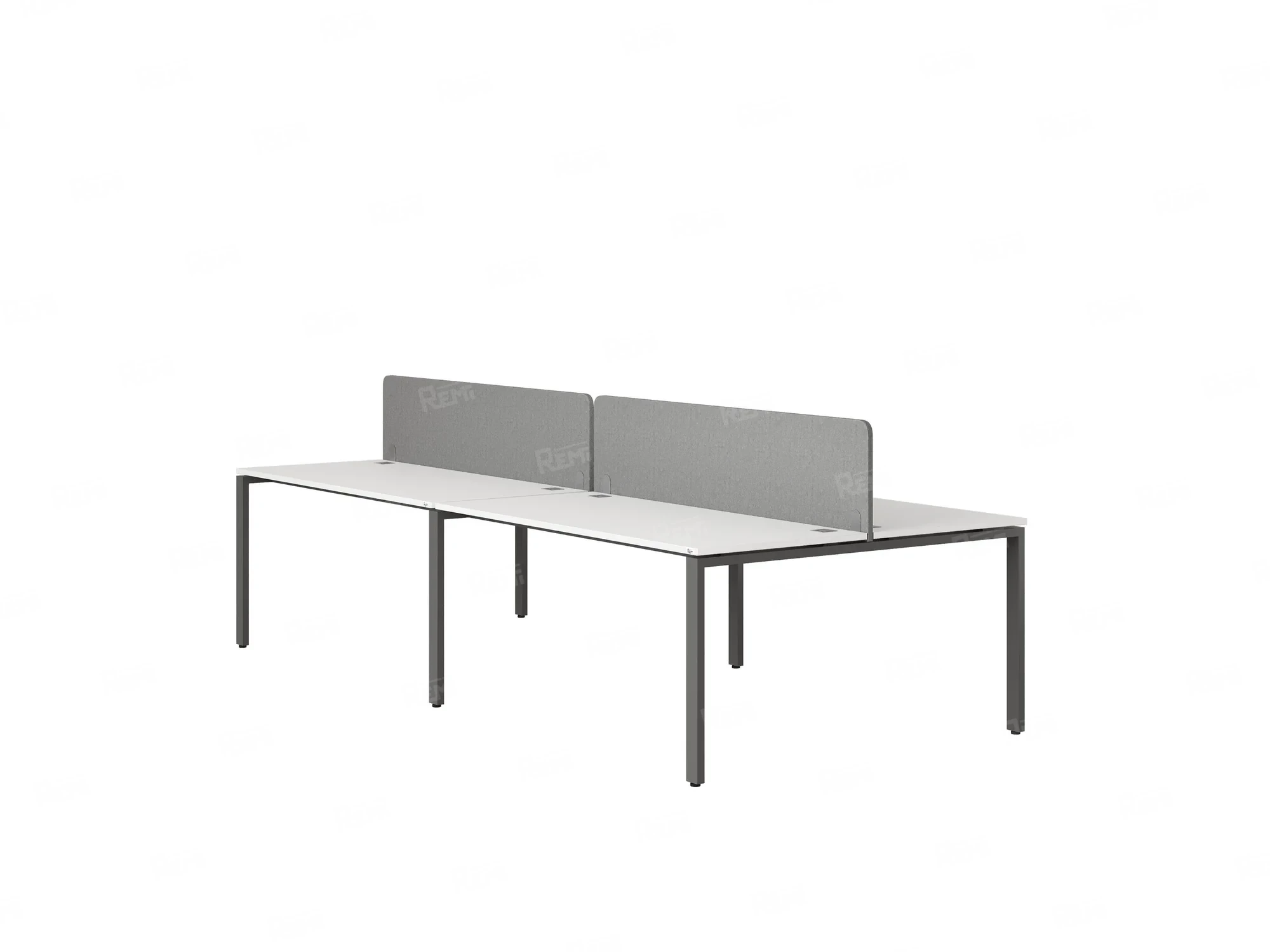 Бенч-система, 4 рабочих места, на П-образных опорах, 2 тканевых экранов 2400x1600x750 RM166-3-12x16 Белый/Серый