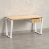Стол прямой с подвесной тумбой, U-опора 2000x600x750 RM034-20x6 Вяз Швейцарский светлый/Белый
