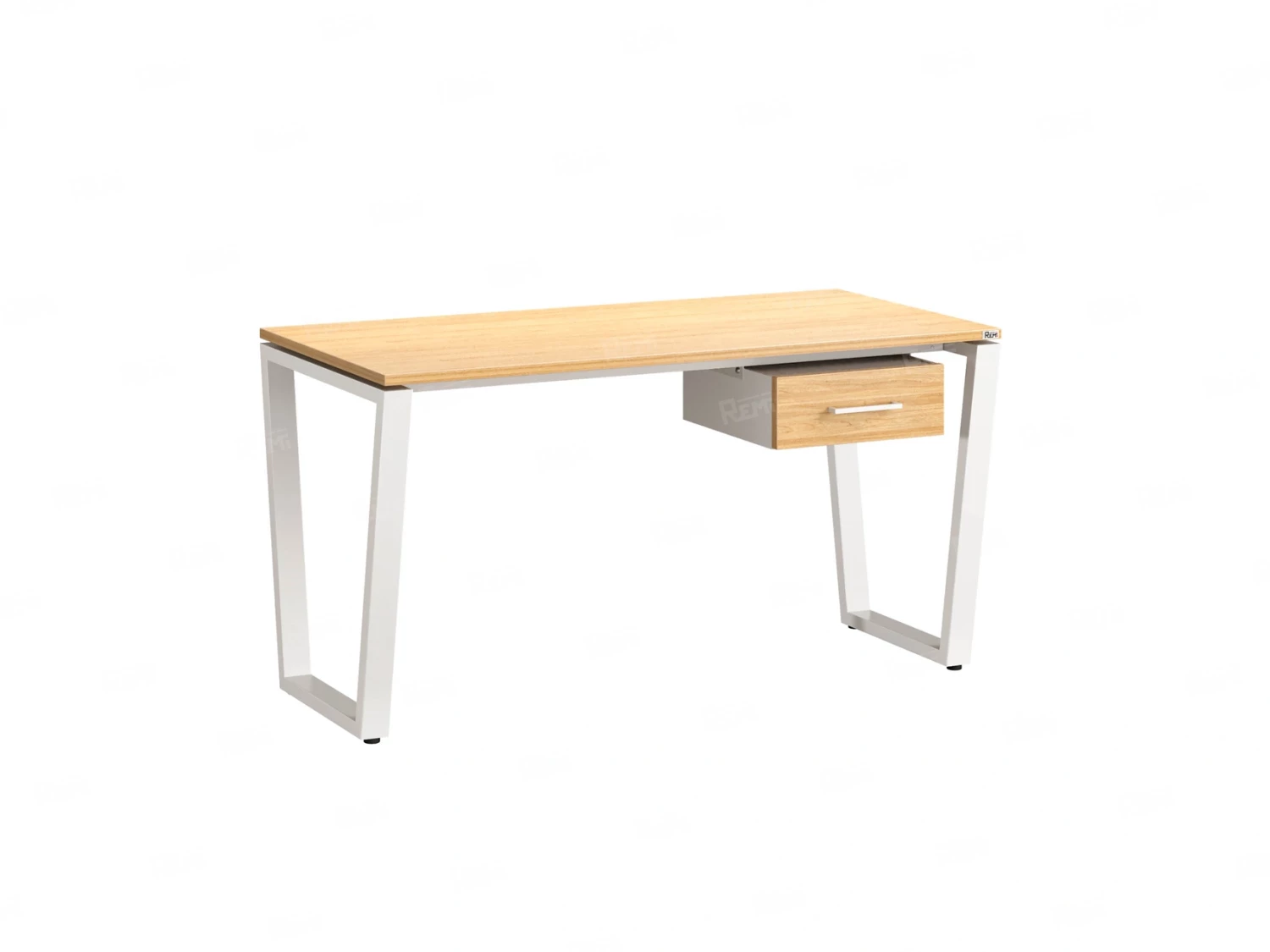 Стол прямой с подвесной тумбой, U-опора 2000x600x750 RM034-20x6 Вяз Швейцарский светлый/Белый