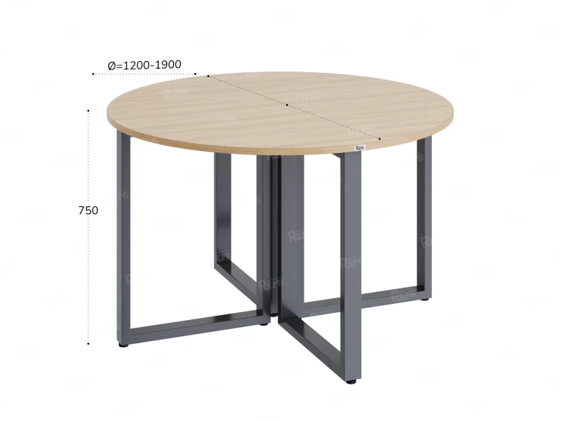 Круглый стол на О-образных опорах 1300x1300x750 RM187-13x13 Вяз Швейцарский светлый/Серый