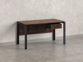 Стол прямой, подвесная тумба, ЛДСП экран, П-опора 2000x600x750 RM030-20x6 Дуб Апрельский шоколад/Черный