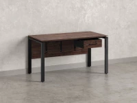 Стол прямой, подвесная тумба, ЛДСП экран, П-опора 2000x600x750 RM030-20x6 Дуб Апрельский шоколад/Черный