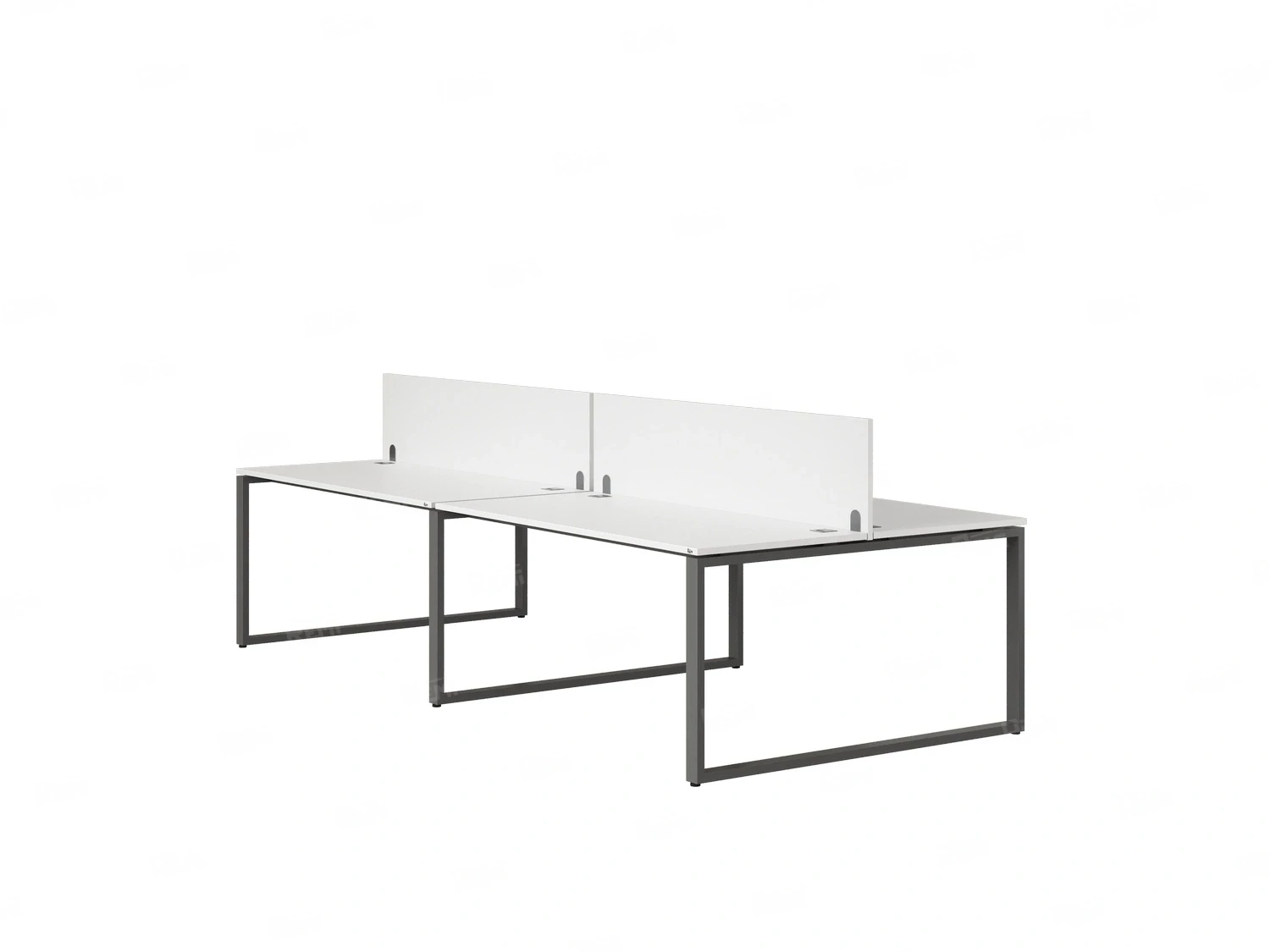 Бенч-система, 4 рабочих места, на О-образных опорах, 2 ЛДСП экранов 2000x1200x750 RM170-4-10x12 Белый/Серый