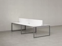 Бенч-система, 4 рабочих места, на О-образных опорах, 2 ЛДСП экранов 2000x1200x750 RM170-4-10x12 Белый/Серый