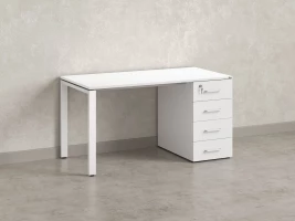 Стол прямой с тумбой на П-образных опоре, правый 1800x700x750 RM103-18x7 Белый/Белый