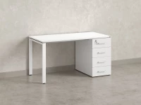 Стол прямой с тумбой на П-образных опоре, правый 1800x700x750 RM103-18x7 Белый/Белый