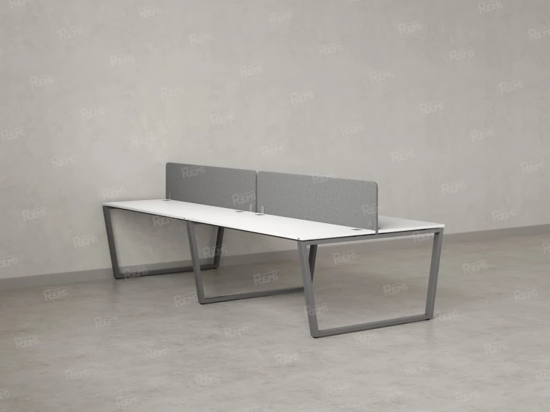 Бенч-система, 4 рабочих места, на U-образных опорах, 2 тканевых экранов 2400x1600x750 RM173-3-12x16 Белый/Серый