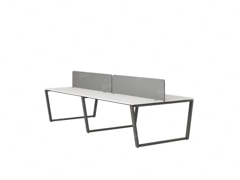 Бенч-система, 4 рабочих места, на U-образных опорах, 2 тканевых экранов 2400x1600x750 RM173-3-12x16 Белый/Серый