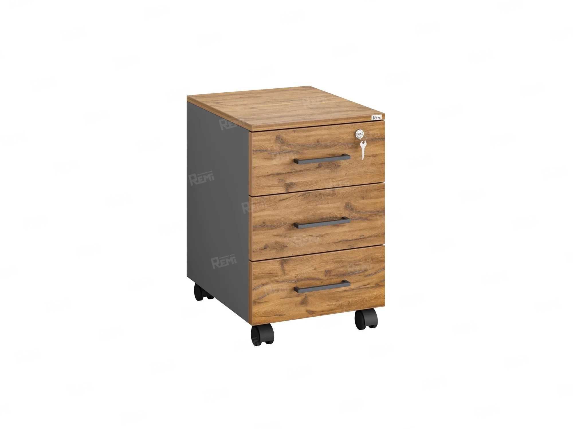 Тумба мобильная, 3 ящика 400x500x600 RM120-40x50 Дуб Юстус/Серый