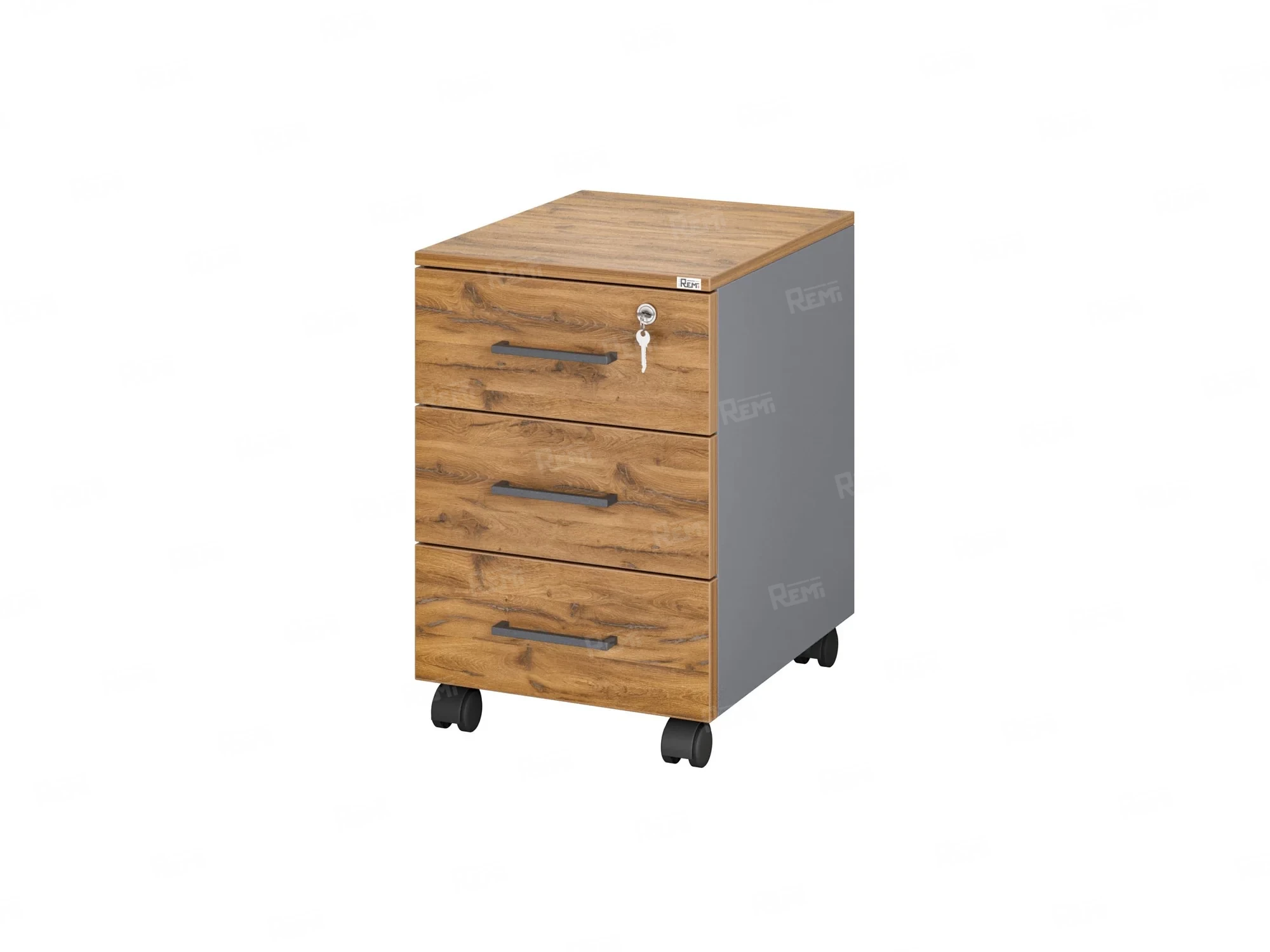 Тумба мобильная, 3 ящика 400x500x600 RM120-40x50 Дуб Юстус/Серый