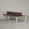 Бенч-система, 4 рабочих места, на U-образных опорах, 2 ЛДСП экранов 1200x1200x750 RM173-4-12x12 Дуб Апрельский шоколад/Белый