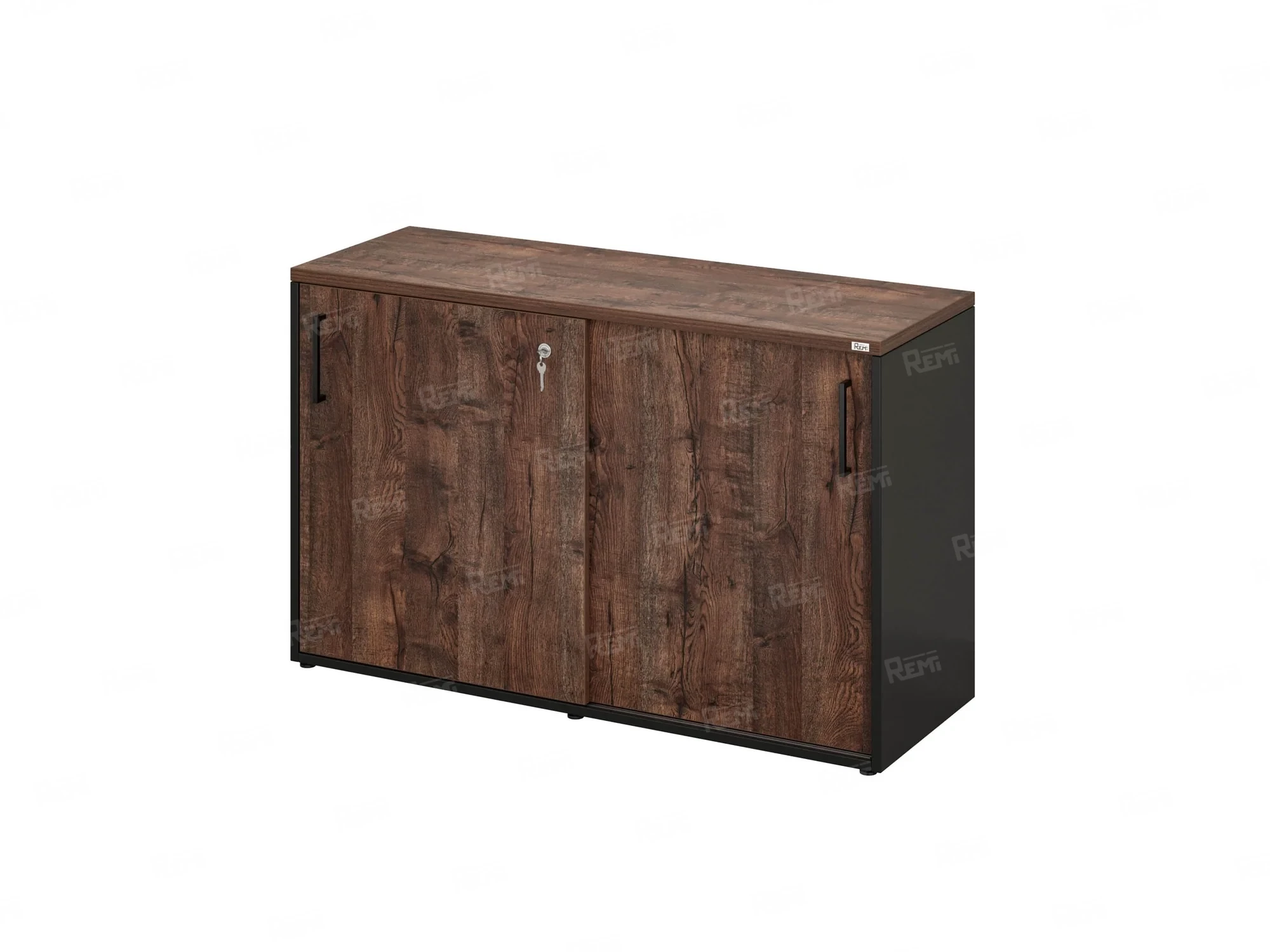 Низкий шкаф-купе на регулируемых опорах 1200x420x750 RM125-120x42 Дуб Апрельский шоколад/Черный