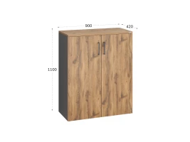 Шкаф распашной, регулируемые опоры, 3 уровня 900x420x1100 RM150-90x42 Дуб Юстус/Серый