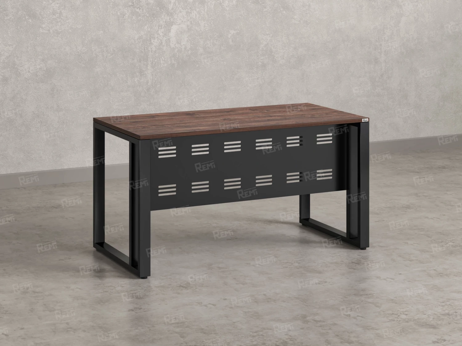 Стол прямой на О-образных опорах с металлическим экраном 1800x800x750 RM042-18x8 Дуб Апрельский шоколад/Черный