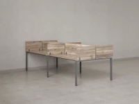 Бенч-система, 4 рабочих места, на П-образных опорах, 8 ЛДСП экранов 3200x1600x750 RM166-2-16x16 Дуб Маувелла/Серый