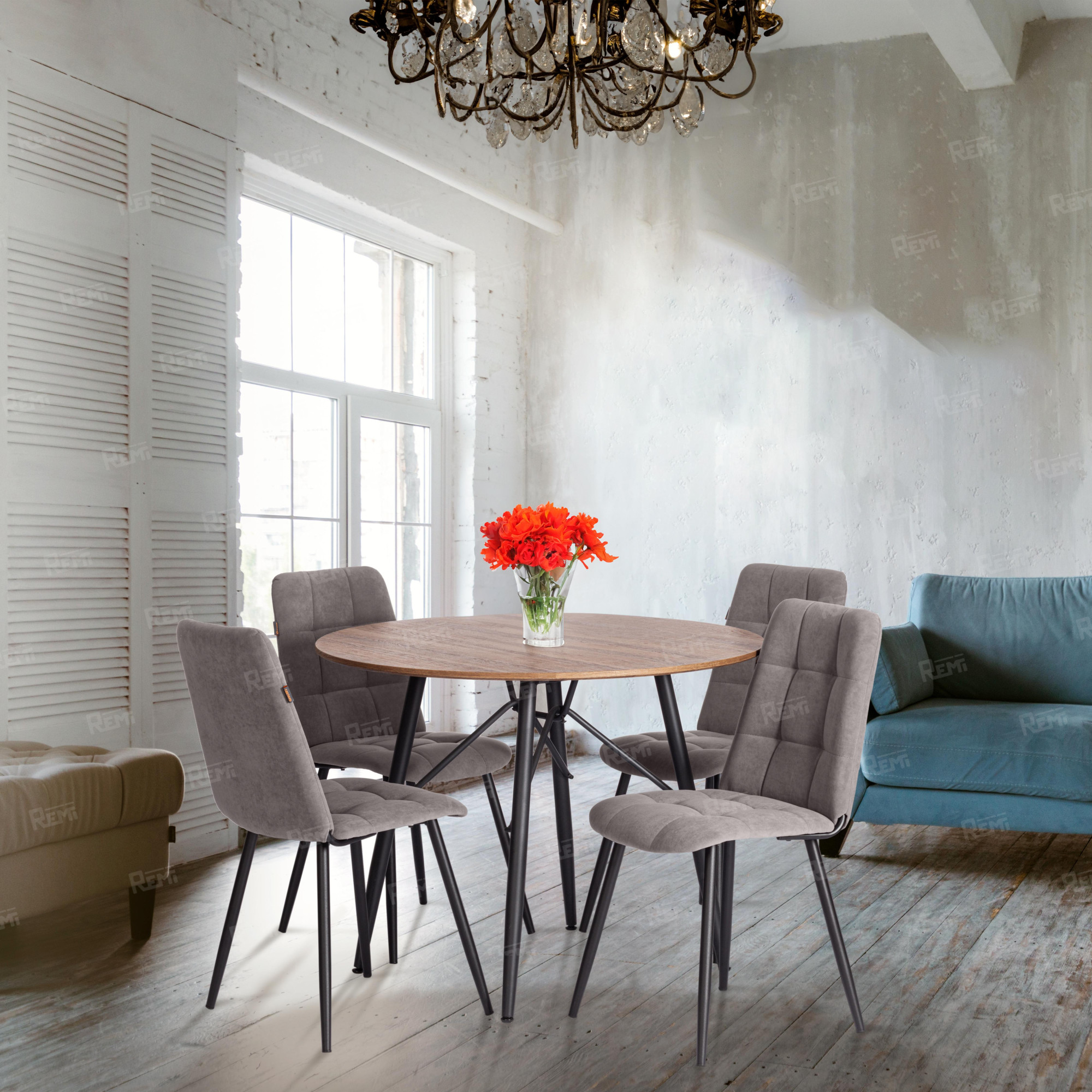 Стул обеденный Asti Серый/Серый, Флок (арт. 24293)