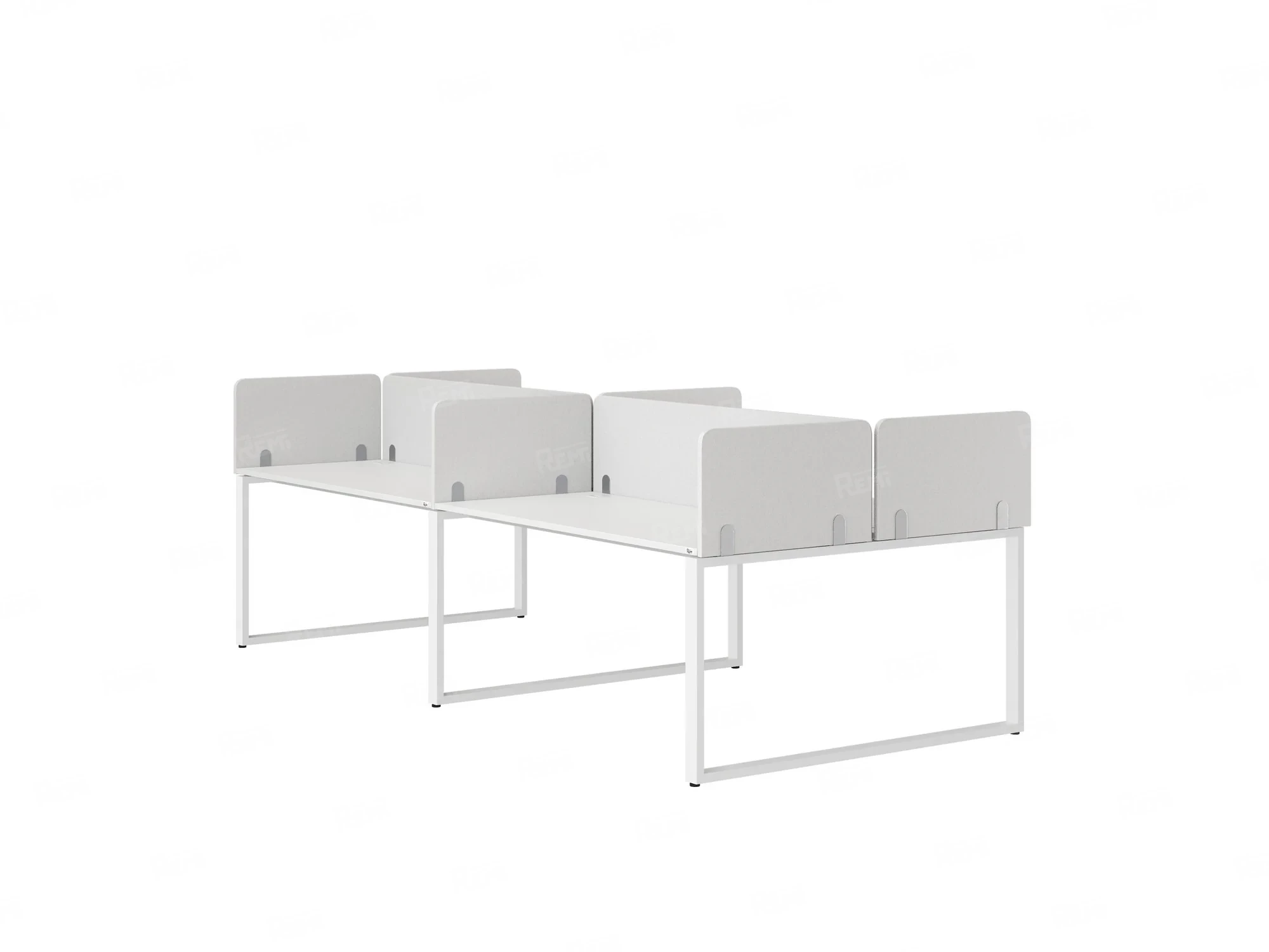 Бенч-система, 4 рабочих места, на О-образных опорах, 8 тканевых экранов 3200x1400x750 RM170-1-16x14 Белый/Белый