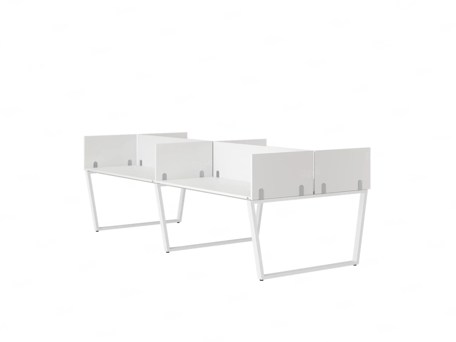 Бенч-система, 4 рабочих места, на U-образных опорах, 8 ЛДСП экранов 2000x1200x750 RM173-2-10x12 Белый/Белый