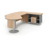 BRL RB072-255x200R Стол рук-ля R угл. брифинг и тумба 2 ящ. 2550х2000х760 Акация/Серый вулканический